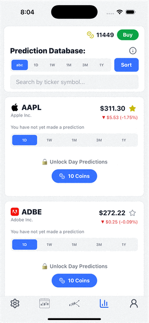 TradeWinds prediction database view